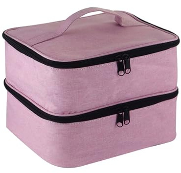 Meichoon Organiseur transport pour vernis ongles 2 couches avec compartiment réglable pour 30 bouteilles lampe gel outils de manucure Grande trousse de maquillage de voyage avec séparateur