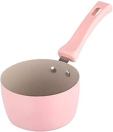 SGerste Milk Pan Sauce Pan Butter Melting Pot Porridge Cooking Pot Small Saucepan Soup Pot for Cooking Kitchen Breakfast RV Travel Camping (Pink Medical Stone)