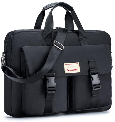 YOODI Maletin Portatil 15,6 Pulgadas Maletín Profesora Impermeable Maleta Portadocumentos Bolsa Ordenador Portatil Trabajo Maletin Oficina Bolso para Viaje Bolso Universidad, Negro