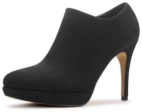 Viciously Vixen Women's Platform Booties Stiletto Ankle Boots High Heel Booties Winter Dress Shoes, Black Suede, 8