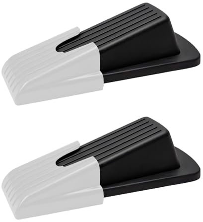 2 Stück Türstopper Boden, Rutschfest Türkeil Gummi Zum Tür Sperren, Gummikeile für alle Oberflächen, Door Stopper mit Aufbewahrungscontainer (Schwarz)