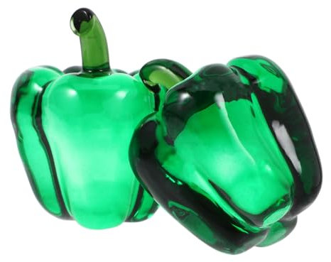 Abaodam 2pcs Glass Bell Peppers Chili Pepper Decorations Decorative Ornaments for Home Office Party