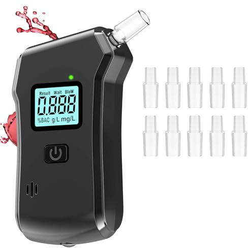 NAVPLUS Etilometro Professionale de Respiro Display LCD Digitale con 10 Beccucci di Respiro per Uso Domestico o per Feste Misura Semplice, Veloce e accurata