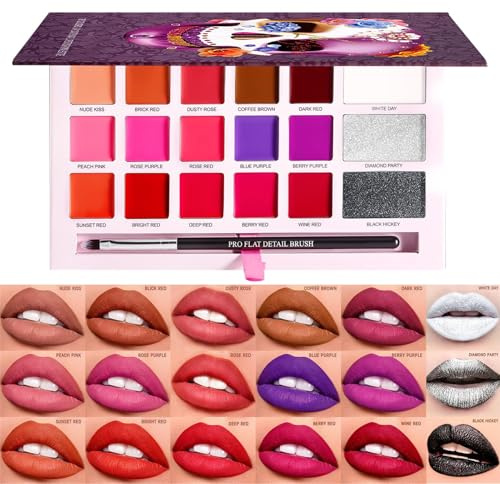 Läppglans palett, läppmakeup, 18 färger läpptät återfuktning - långvarig Halloween kostym kosmetika för samling, prestanda