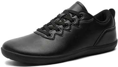 Treer Chaussures Pieds Nus Femme Homme, Été Chaussures Pieds Larges Légères Barefoot Respirante Shoes Minimalistes, Décontracté Cuir Barefoot Shoes (Noir,42)