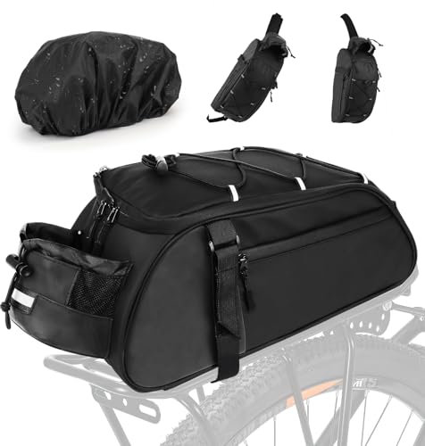 Aeelike Fahrradtasche für Gepäckträger, Wasserdicht Reflektierend Fahrrad Gepäckträgertasche mit Regenschutz, 3in1 Fahrradtaschen für Gepäckträger mit Mehreren Fächern für Pendeln Radsport Camping, 8L
