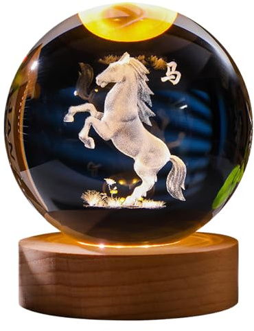 Générique Dekorationsboll - USB-driven bord, upplyst hästfigur, glasskiva, häst, kvinnor, flickor för födelsedag