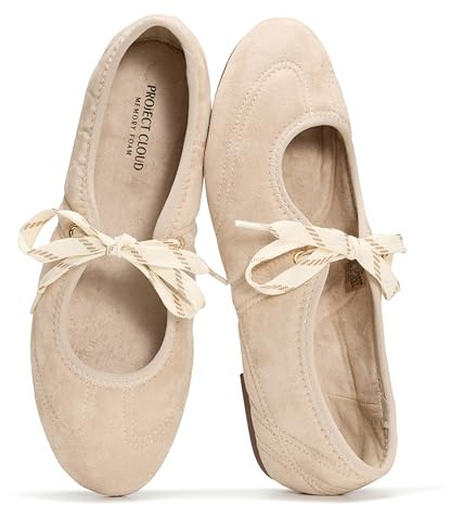 Project Cloud Fashion Mary Jane Shoes Women - Womens Ballet Flats with Memory Foam Insole - Lightweight & Non-Slip Ballet Flats Shoes for Women 2026 (Emilee, SAND,11M)