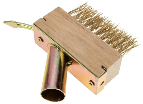 FONDOTIN Cepillo de Alambre de Acero para Deshierbe Mango Largo, Herramienta Manual para Limpiar Juntas y Grietas en Jardín y Patio, Cabezal Rígido y Ganchos Metálicos para Eliminar Musgo
