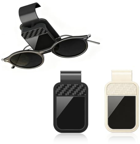 Cryptisg 2 Pièces Porte Lunettes pour Voiture, Clip Support Lunette Pare-Soleil Universel, Support Lunette Voiture, Porte-Lunettes pour Pare-Soleil Clips pour Tous Types de Lunettes