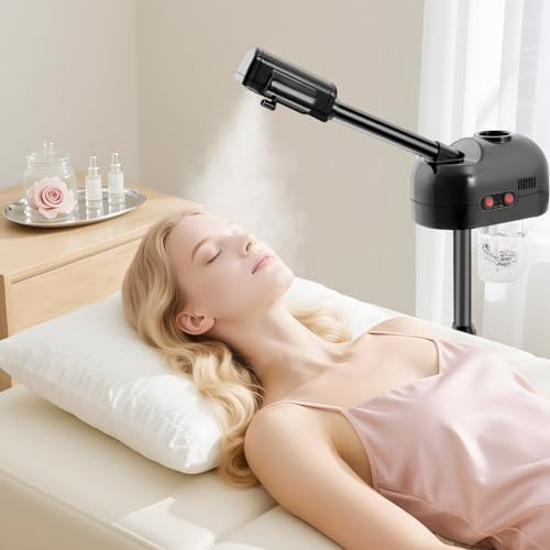 Vapeur facial professionnelle 800 W avec nano-atomisation, appareil vapeur pour le visage avec protection contre la surchauffe, sauna facial, hauteur réglable, cosmétique, anti-âge et anti-acné