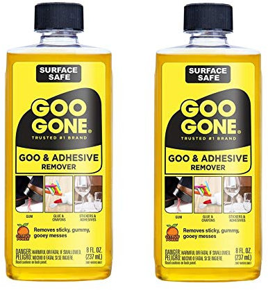 Goo Gone Original - 8 Ounce - Surface Safe Adhesive Remover Safely Removes Stickers Labels Decals Residue Tape Chewing Gum Grease Tar - Pack of 2
