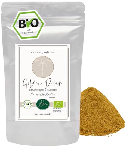 Azafran BIO Goldene Milch Golden Drink, bePeerless Pulver mit Gerstengras & Hagebutte 250g