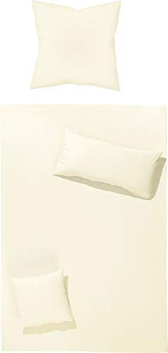Erwin Müller Bettwäsche-Set Renforcé Würzburg, Uni Natur Größe 40x80 cm / 135x200 cm - strapazierfähig und temperaturausgleichend, mit Reißverschluss