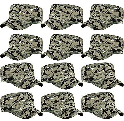 12Pcs Army Hat for Boys Camo Hats Soldier Party Favors Decorations Costume Military Birthday Helmet Cap