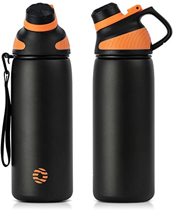 Fjbottle Stainless Steel Water Bottle 600ml/800ml/1L/1.5L with Magnetic Lid, BPA Free Insulated Water Bottle, Sports Metal Water Bottle Hot&Cold Drinks Vacuum Flask Leak-Proof for Gym, Work, Travel