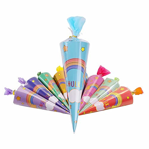 DAOUZL Geschwisterschultüte, 8 Stück Schultüte, 25cm Kleine Zuckertüte, Schultüte zur Einschulung, Schultüte Rohling mit Namen, Geschenkverpackung, Geschwistertüte für Junge und Mädchen