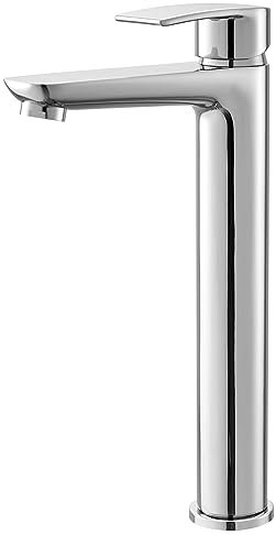 High Rise Basin Mixer Taps, BATHWEST Tall Bathroom Sink Taps Modern Monobloc Single Handle Chrome Brass 922LCR