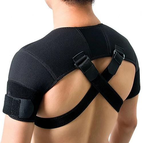 EvAnem Double Shoulder Support Shoulder Wrap Protector Shoulder Strap Brace, Adjustable Shoulder Support Brace, Shoulder Support for Pain Relief & Injury Preventio for Men and Women