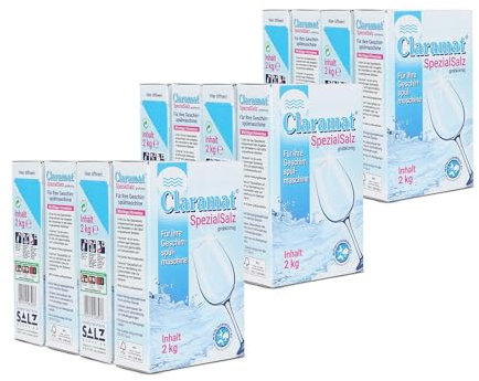 Claramat Spezial Salz 12 x 2kg (24kg) Regeneriersalz Wasserenthärteranlagen Geschirrspülmaschine inklusiv 1 Paar ARNOMED Einweghandschuh