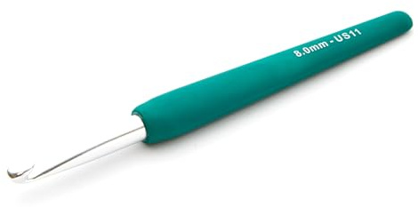 KnitPro Waves Crochet Hooks – 8mm Crochet Hook, Ergonomic Soft Handles, Soft Rubber Grip for Arthritic Hands, Light & Comfortable Crochet Needles for Knitting, Deep Sea Teal