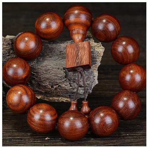 XYUERU Bois Grosses Perles Bois Naturel Bois de Santal perlé Bracelets Extensibles Hommes Bracelets de Perles Bouddha-Perles