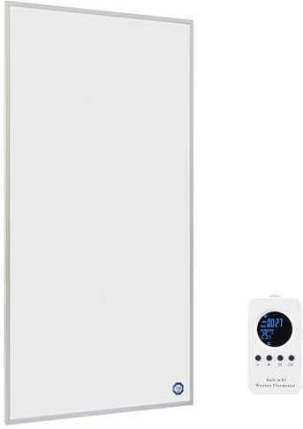 Hocosyme Infrared Panel Heater 1000W With Remote Control, Reach Operating Temperature in One Minute up to 120℃, Fast Heating, Overheating Protection, Wall-Mounted or Vertical, 10-Year Warranty