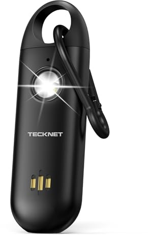 TECKNET Personal Safety Alarms For Women, Self Defense Keychain with SOS Strobe Light, Rechargeable Panic Alarm, Security Siren Self Defense with 130dB Volume, Panic Alarm for Women Kids Elder（Black） | 00