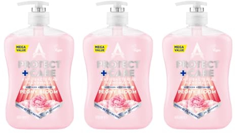 Astonish Protect and Care Kind to Skin Moisturising Anti-Bacterial Hand Wash Soap, Peony Bloom, 3 x 600ml