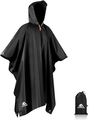 flintronic Poncho Pluie Imperméable avec Capuche, Unisexe Poncho Pluie Réutilisable, Multifonctions 3 en 1, pour Camping Pêche Voyage Randonnée Vélo