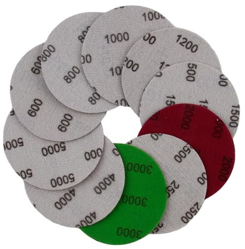 60 unidades de disco de lijado 75 mm grano 600/800/1000/1200/1500/2000/2500/3000/4000/5000, discos abrasivos autoadherentes papel de lija seco al agua discos abrasivos redondos para metal madera