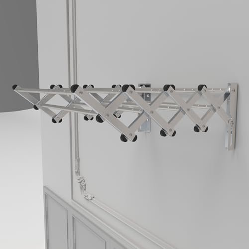 COSTWAY Wäscheständer zur Wandmontage, Wandtrockner ausziehbar aus Edelstahl mit 8 Stangen, Wandwäschetrockner 25 kg Tragkraft für Waschküche, Badezimmer