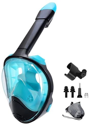 DGOINGPI Buceo Kit de de Buceo Máscara de Snorkel de Cara Completa con Soporte de cámara Desmontable, máscara de Buceo para Snorkel, natación, visión Amplia, antivaho(GreenBlack,S/M)