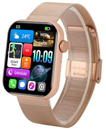 ASHATA Smart Watch Bluetooth ， 1,9 Zoll TFT Square HD Touchscreen IP67 Washington -Fitness -Tracker, 120+ Sportmodi, 24/7 Herzfrequenz/Schlafmonitor mit LED -Taschenlampe für Android