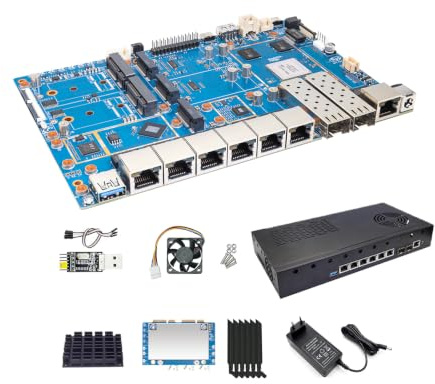 Banana Pi BPI R4 Pro WiFi 7 Router OpenWrt, MT7988A CPU 4/8 GB DDR4 RAM 4X 2,5 G-Ethernet-port 2X 10 G-glasfiberport Stöd för 4G/5G, för Smart Home NAS-gateway Internet-tjänstrouter (KIT, 3,8 GB RAM)