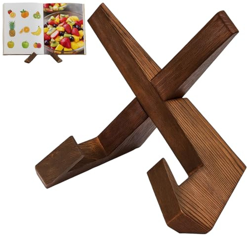 Cookbook Stand, Wooden Book Stand for Kitchen, Recipe Book Holder with Sturdy Design, Holds Cookbooks and Recipe Books Securely, Compact Size 18.5 x 16 x 12.5 cm