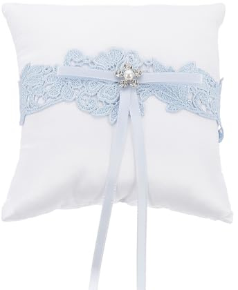 HOMOBABE Coussin pour Alliance Mariage en Dentelle, Design Nœud Élégant, Léger et Décoratif pour Fiançailles et Décoration de Chambre Nuptiale