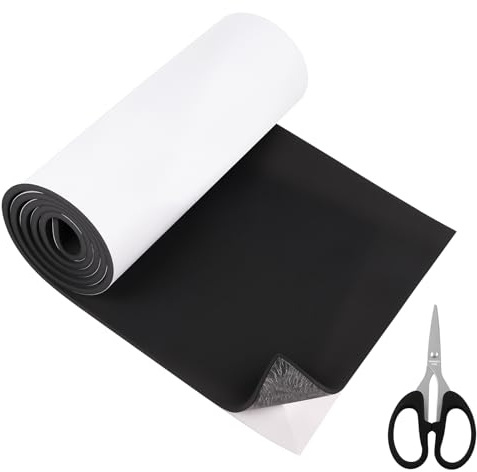 Självhäftande skumrulle av gummi, självhäftande skumgummi, 300 mm (bredd) x 6 mm (L) x 1,5 m lång), neoprenskumfilm med sax (svart)