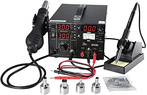 Estacion de soldadura digital SMD Kit del Soldador Eléctrico con pistola de aire 853D