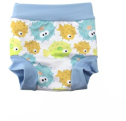 BabyPreg Badbyxor med blöjskydd för baby och barn Badshorts med hög midja som skyddar magen (Ljusblå, 2-3 år)
