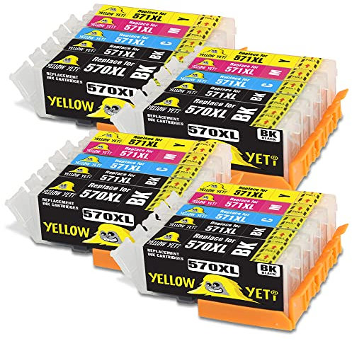 YELLOW YETI Ersatz für Canon PGI-570XL CLI-571XL 20 Druckerpatronen kompatibel für Canon Pixma TS5050 MG5700 MG5750 MG5751 TS6050 MG6800 MG6850 MG6851 MG6852 MG6853 TS5051 TS5053 TS5055 TS6051 TS6052