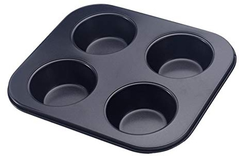 EKDJKK 4-Hole Muffin Pan, Bakeware Non-stick Cupcake Baking Pan Mini Pie Pans, Heavy Duty Carbon Steel Muffin Tray Standard Baking Mold Pan for Oven Baking