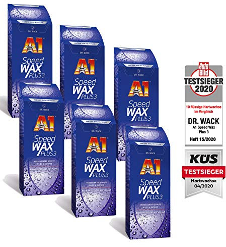ILODA 6X 250ml Dr. Wack A1 Speed Wax Plus 3, Auto-Hartwachs, Auto-Wachs, Lackschutz, Lackversiegelung, Carnauba-Wachs mit extrem langanhaltenden Wasser-Abperl-Effekt für alle Lacke