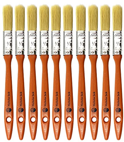 10 Pack Paint Brushes Ideal for Walls & Ceilings, Paint Brush Set with Synthetic Bristle Brush, Heavy-Duty Gloss Paint Brush for Fiberglass and Laminating (0.5 Inch)