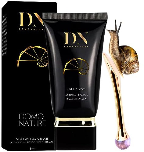Crema Viso Antirughe, con Bava di Lumaca pura 100%, Idratante per Uomo e Donna, con Acido Ialuronico, Giorno e Notte, Domonature 50ml