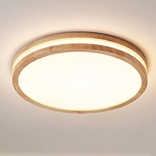 LIGKIN Plafonnier LED Moderne 24W Rond Plafonniers Bois Lampe de Plafond Blanc Chaud 3000K Luminaire Plafonnier LED Intérieur pour Salon Cuisine Couloir Salle à manger Chambre, Ø30cm