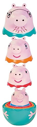 Toomies E73526 Tomy Peppa's Family-Nesting Daddy, Mummy & Peppa Pig George Rattle 18+ Months-Pouring Baby Bath, Paddling Pool & Swimming Pool Easy Clean Sand Pit & Garden Toys