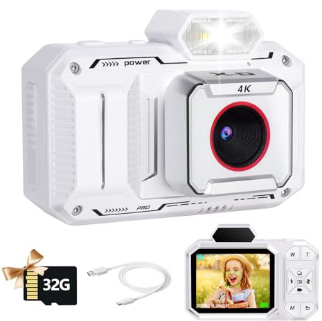 Mingfuxin Fotocamera Digitale Compatte, Fotocamere Per Vlogging Fotografico 4k 48mp Con Messa A Fuoco Automatica, Fotocamere Digitali Ricaricabili Con Scheda Da 32GB Per Bambini Ragazze Ragazzi Adulti