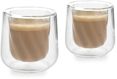 La Cafetière 2pc Siena Juego de Vasos Cortado de Doble Pared, 135ml Tazas de Café Aisladas para Barista Cortado, Apilables y Ligeras