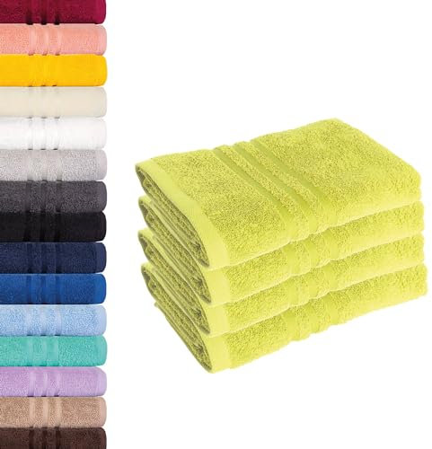 Lavea 4er-Set Frottier-Handtücher - 100% Baumwolle Oeko-TEX-Zertifiziert, saugstark und langlebig - 4 Handtücher (50x100 cm), Lindgrün